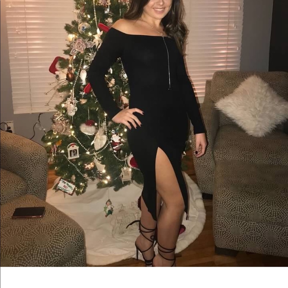 Black midi dress